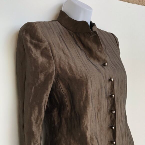 Armani Collezioni Antinea Silk Brown Jacket sz 2 - Picture 3 of 6